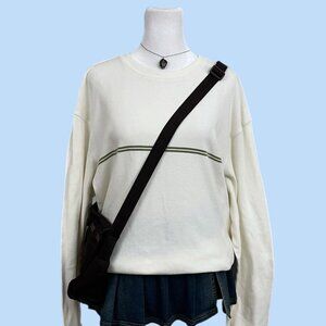 Gap white & green striped long sleeve sweater shirt